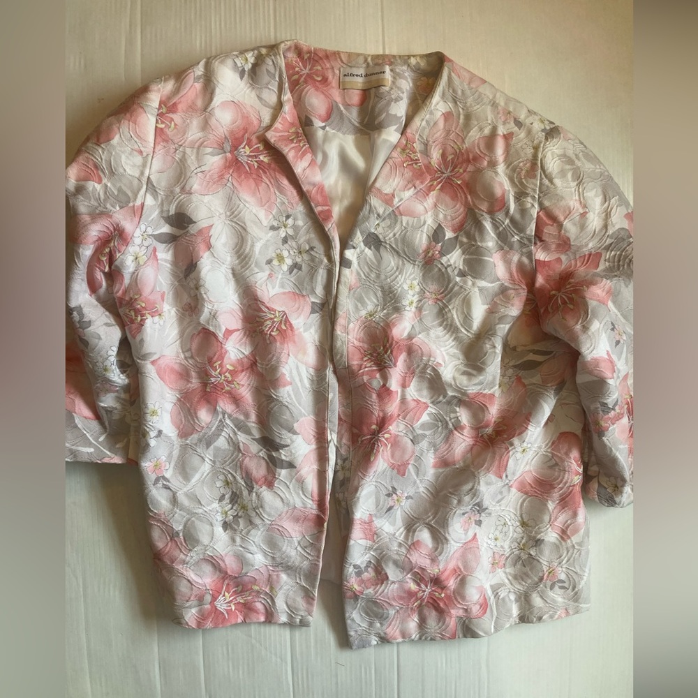 Alfred Dunner Pink Floral Open Jacket